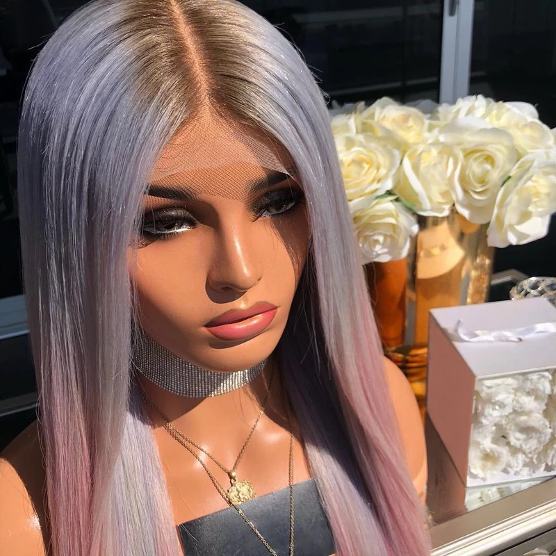 Blue Purple Straight Wig