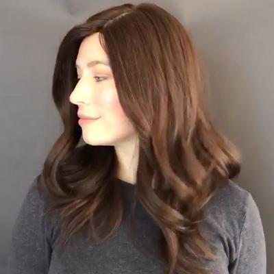 Super Fashion Black Brown Medium Long Wave Wig