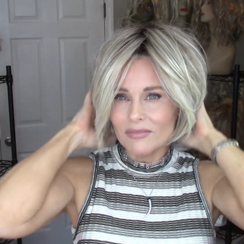 Light Gold Bob Wig (Hair Root Black)