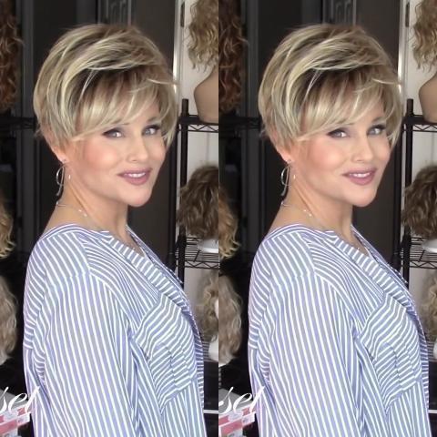 Romantic Convention Golden Short Wig(Hair Root Black)