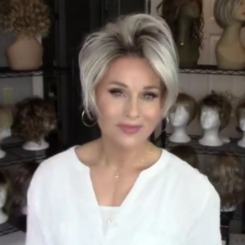 Fashion White Gray Short Wig (Hair Root Black)