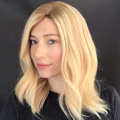 Super Stylish Light Gold Shoulder Wavy Wig