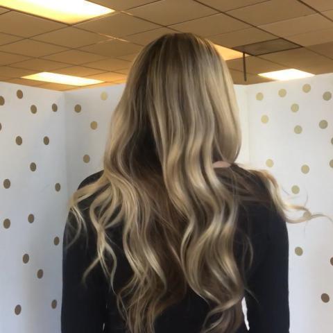 Stylish Romantic Gold Black Long Wavy Wig(Hair Root Black)