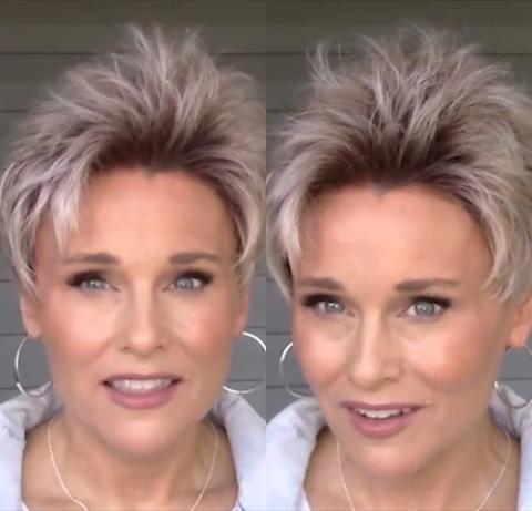 Grey Tea Short Wig (Hair Root Black)