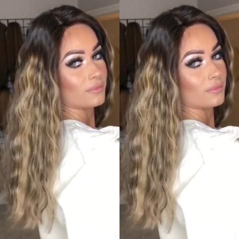 Temperament Gradient Brown Long Corn Roll Wig