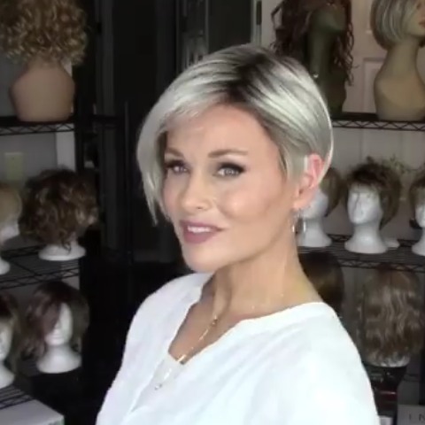Fashion White Gray Short Wig (Hair Root Black)