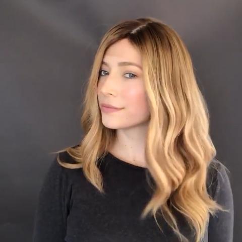 Super Stylish Brown Gold Medium Long Wave Wig