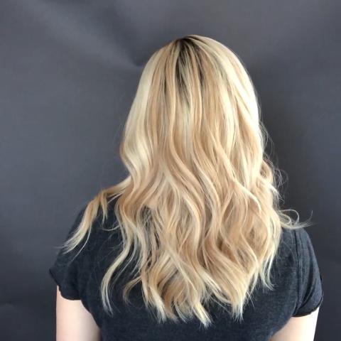 Super Fashion Gradient Rose Gold Medium Long Wave Wig