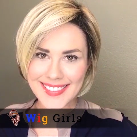 Popular Sweet Golden Short Wig (Hair Root Black)