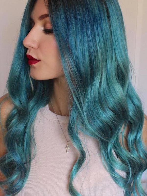 Teal Blue Fashion Hair Full Wig