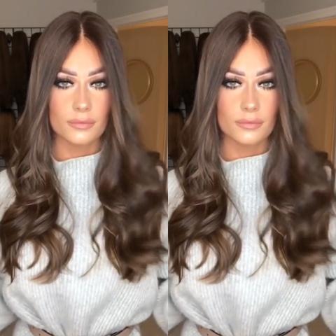 Temperament Black Brown Long Curly Wig