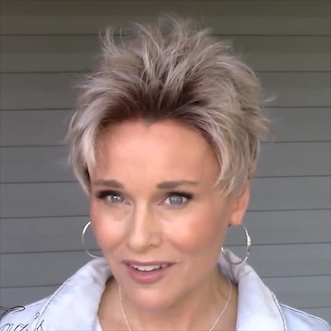 Grey Tea Short Wig (Hair Root Black)