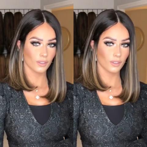 Temperament Gradient Brown Shoulder Straight Wig