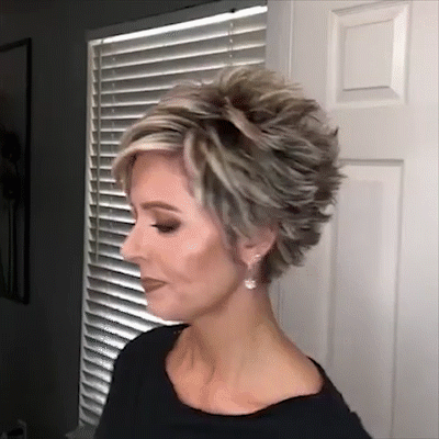 Personality Gray Gold Short Wig (Hair Root Black)