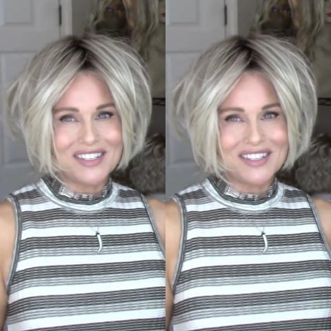 Light Gold Bob Wig (Hair Root Black)