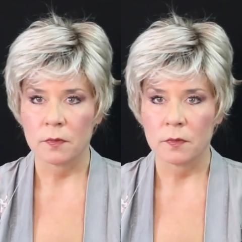 White Gray Short Wig(Hair Root Black)