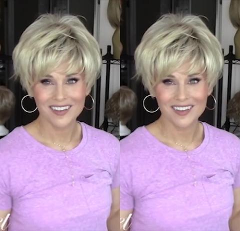 Light Gold Short Wig (Hair Root Black)
