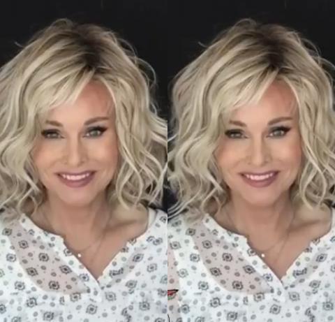 Shoulder Wool Roll Gold Wig (Hair Root Black)