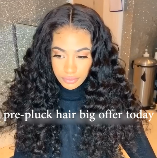 Prepluck Black Elegant Curly Hair-140%(Extra Thick As In Video)