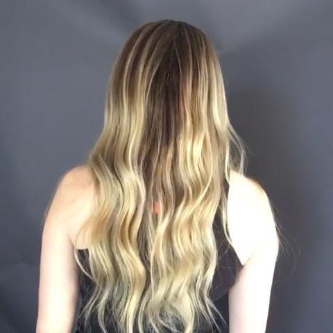 Super Fashion Gradient Gold Long Wave Wig