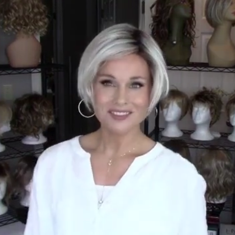 Fashion White Gray Short Wig (Hair Root Black)
