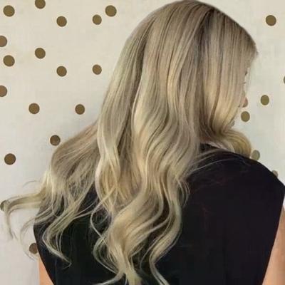 Stylish Romantic Gold Long Wavy Wig(Hair Root Black)