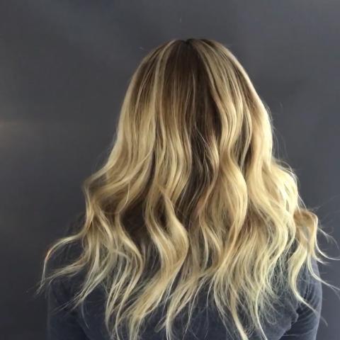 Super Fashion Gradient Linen Gold Medium Long Wave Wig