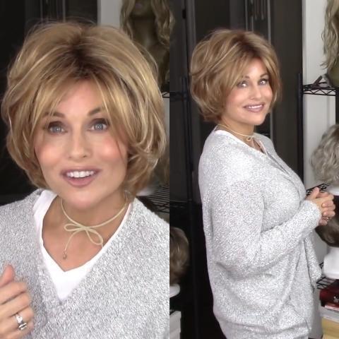 Popular Brown Gold Short Wave Wig