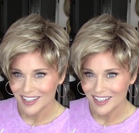 Casual Gold Short Wig(Hair Root Black)