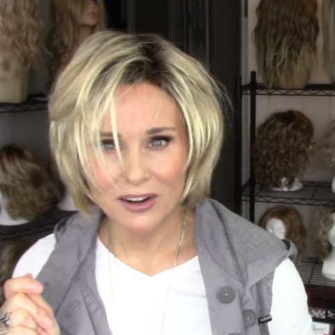 Gold Gray Short Wig (Hair Root Black)