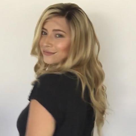 Stylish Personality Gold Long Wave Wig(Hair Root Black)