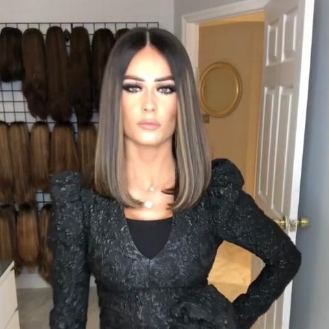 Temperament Gradient Brown Shoulder Straight Wig