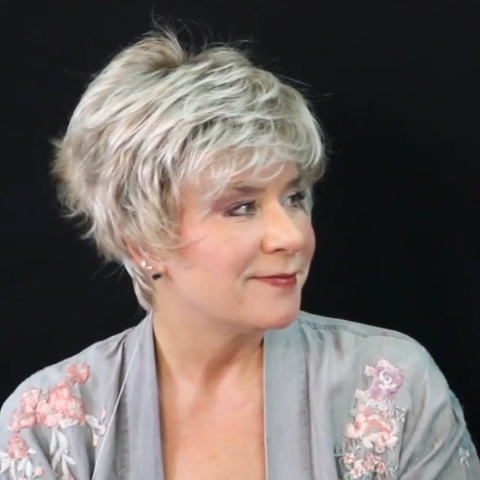 White Gray Short Wig(Hair Root Black)