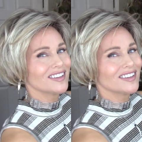 Popular Platinum Short Wig (Hair Root Black)