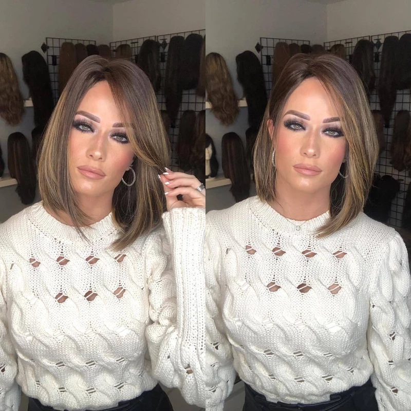 Short Chic Black Brown Short Wig