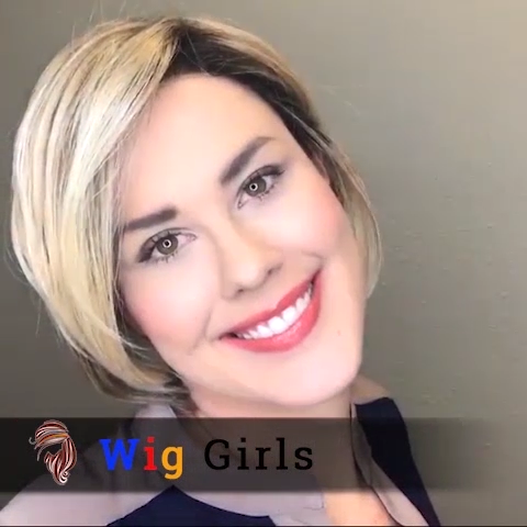 Popular Sweet Golden Short Wig (Hair Root Black)