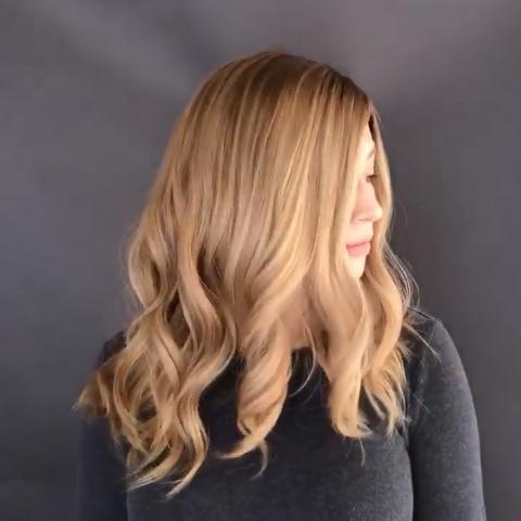 Super Stylish Brown Gold Medium Long Wave Wig