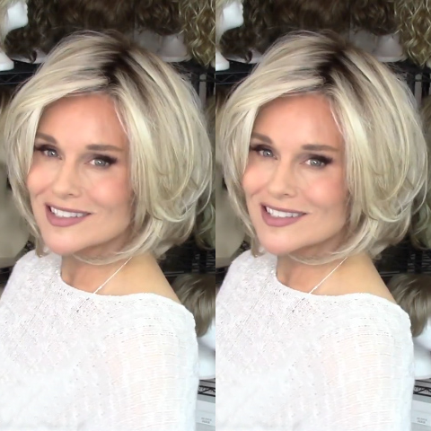 Temperament Gradient Light Gold Wave Short Wig