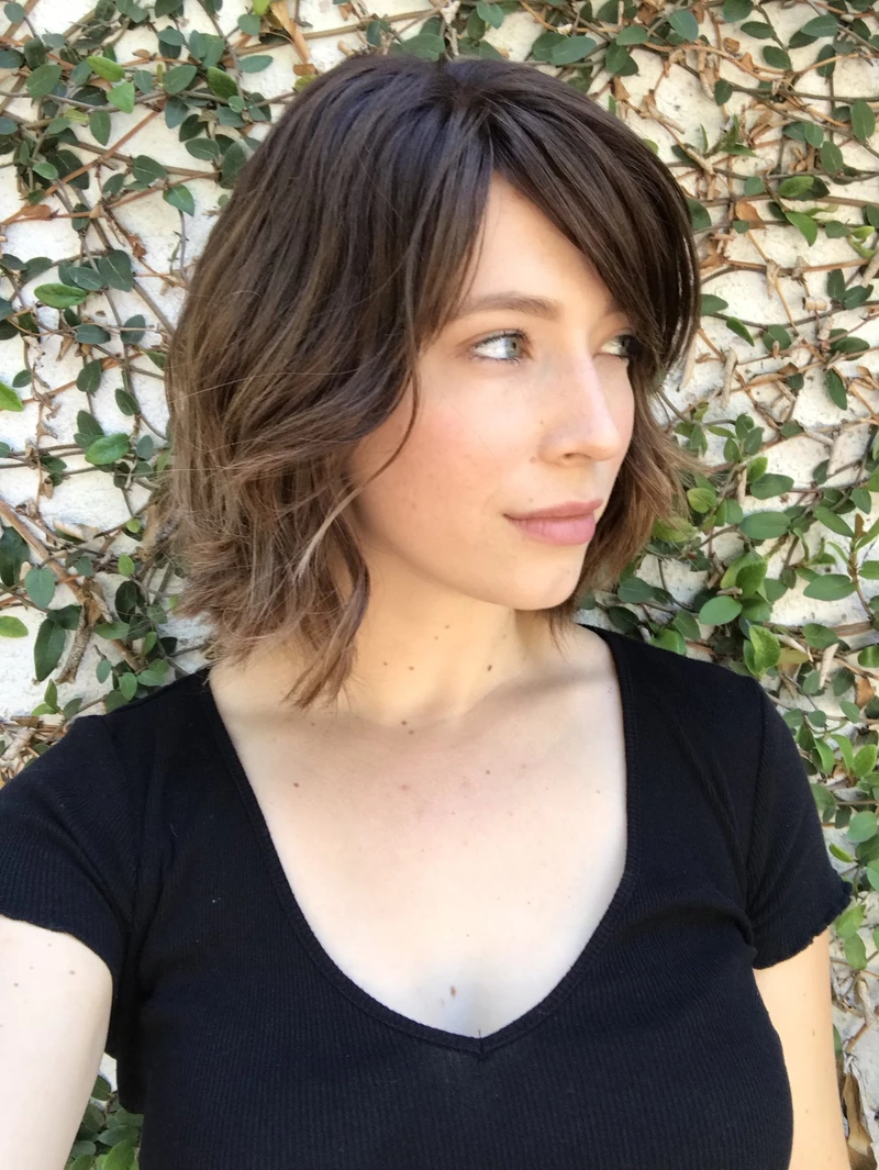 Black Brown Short Curly Wig