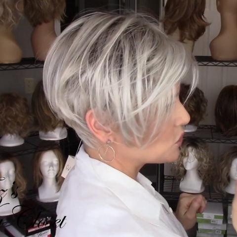 Fashion White Gray Short Wig (Hair Root Black)