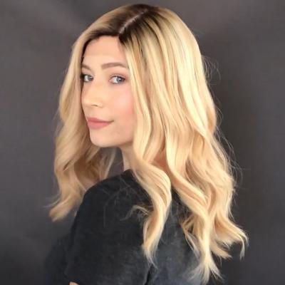 Super Fashion Gradient Rose Gold Medium Long Wave Wig