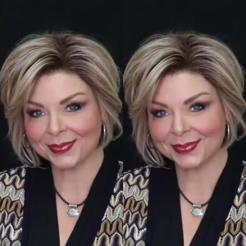 Fashion Gorgeous Gold Bob Wig(Hair Root Black)