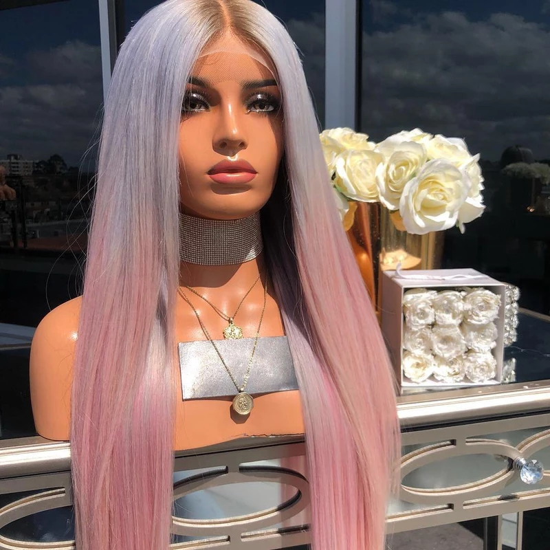 Blue Purple Straight Wig