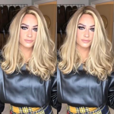 Temperament Gold Long Curly Wig