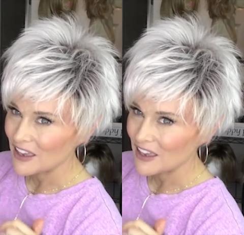 Popular White Short Wig(Hair Root Black)