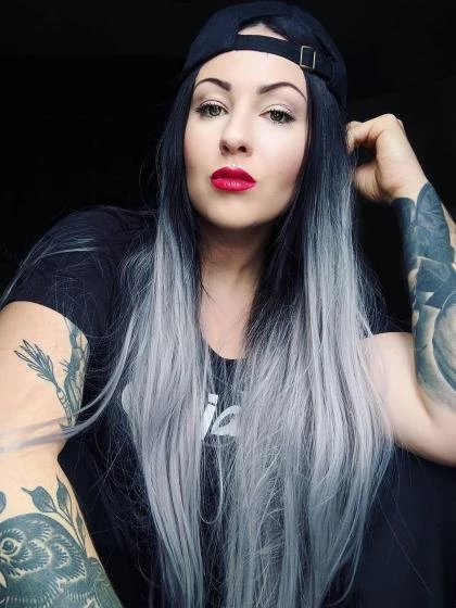 Black To Gray Straight Front Wig