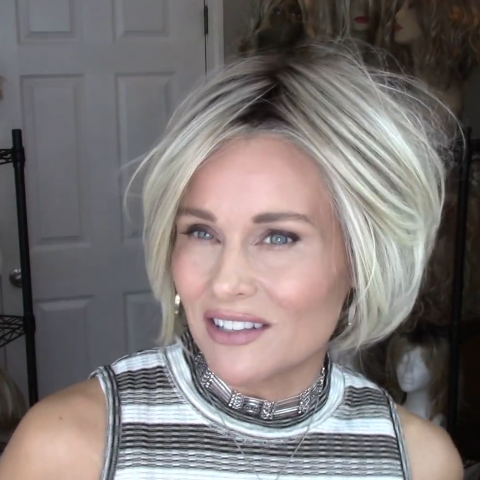 Light Gold Bob Wig (Hair Root Black)