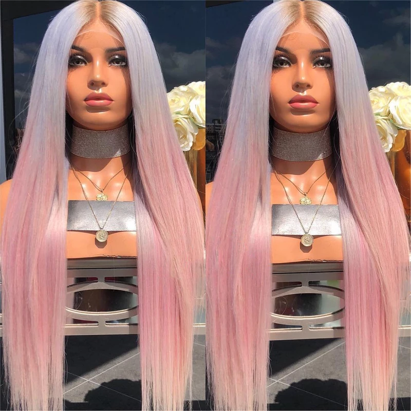Blue Purple Straight Wig