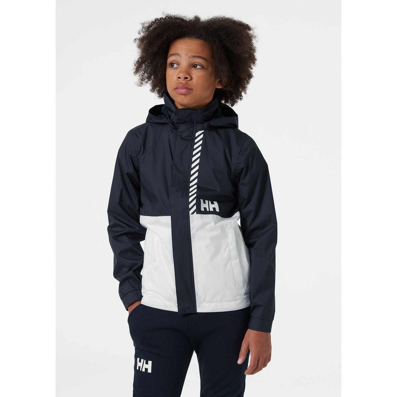JUNIORS' ACTIVE STRIPE RAIN JACKET