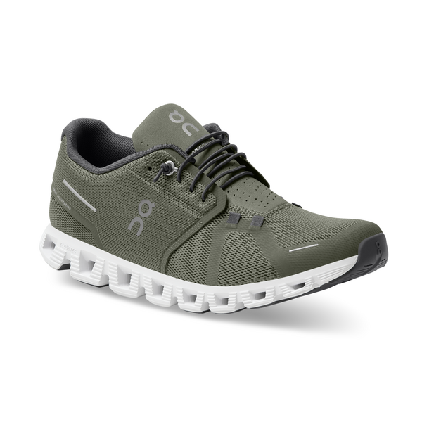 On Men's Cloud 5 Running Shoes - Olive/White